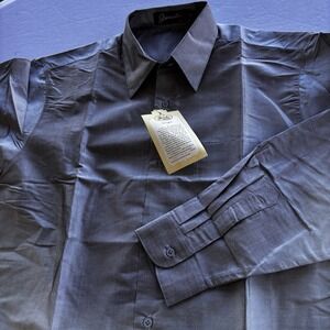 Shinawatra‎ 100% Thai Silk Dress Shirt Mens Medium NWT Gray Long Sleeve Formal